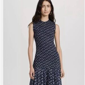 VERONICA BEARD Verena Smocked, Fit & Flare Cotton Midi Dress. Size 6.